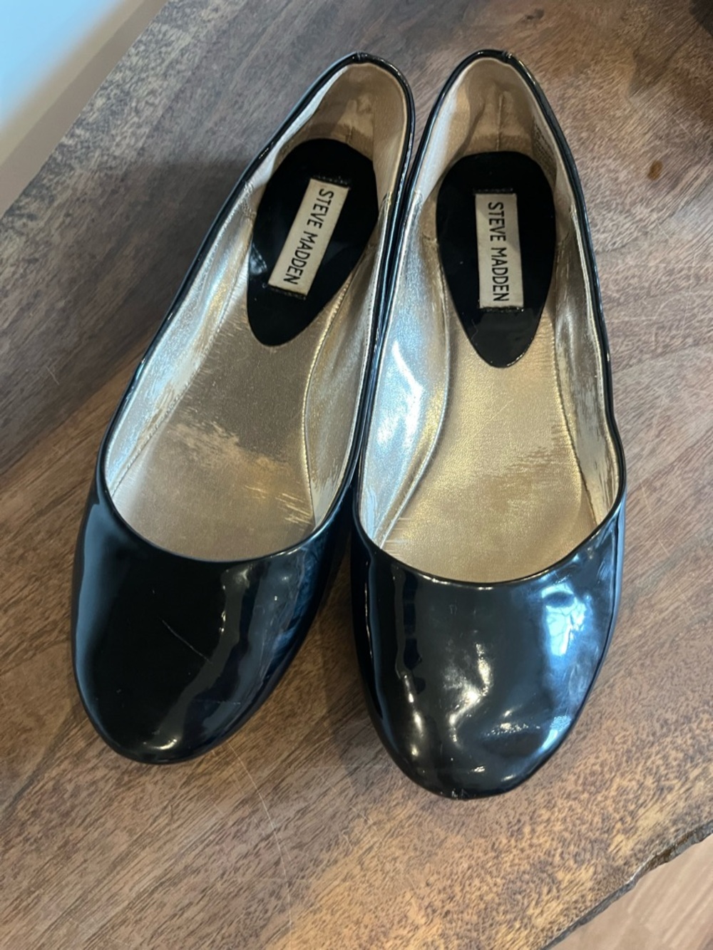Steve Madden Polished Black Ballet Flats